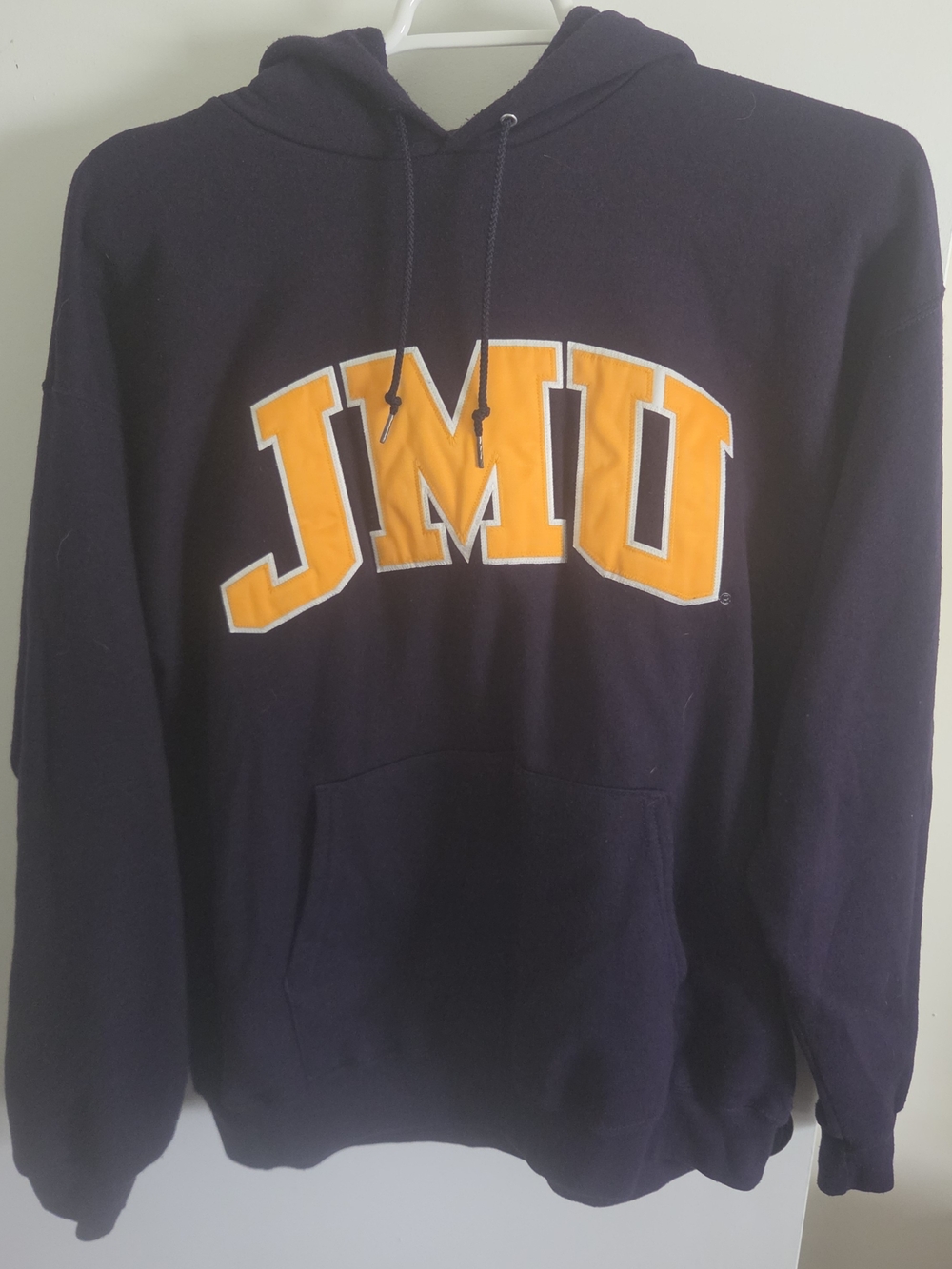 James Madison University Embroidered Purple Hoodie with Sewn Gold JMU Logo XL